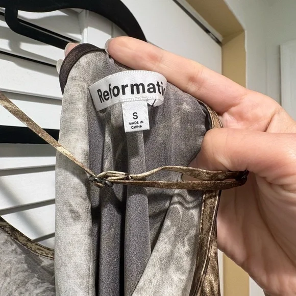 Reformation Gold and Red Slip Maxi Dress V-Neck Cocktail - Picture 3 of 4